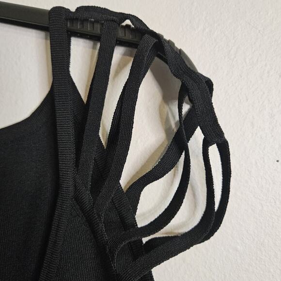 Boston Proper Sleeveless Strappy Shoulder Top Black Stretch Knit Sexy Size M LN - Picture 4 of 8